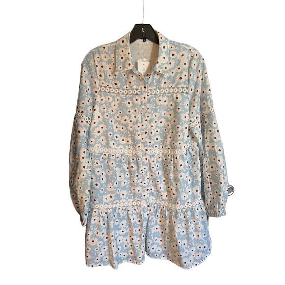 NWT In the Style Womens Floral Button-Up Shirtdress Long Sleeve Size 8 Blue - Picture 1 of 6